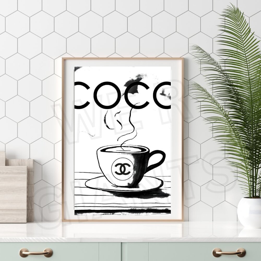 COCO Chanel Coffee 11"x17" Art Print (Kitchen Decor, Coffee Bar, Luxury Art)